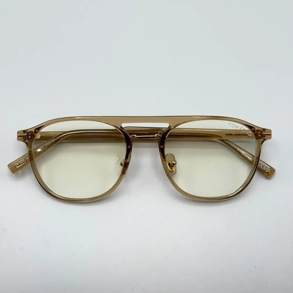 Tom Ford Eyeglasses Frame TF5982-B 045 Shiny Light Brown Pilot 52-20-145mm